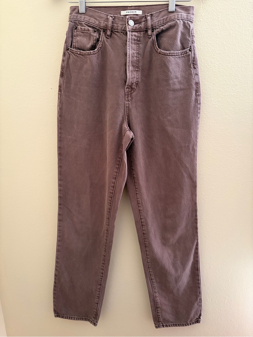 PacSun Dad Jeans Mauve Washed Button Fly High Rise Straight Leg Denim Size 27